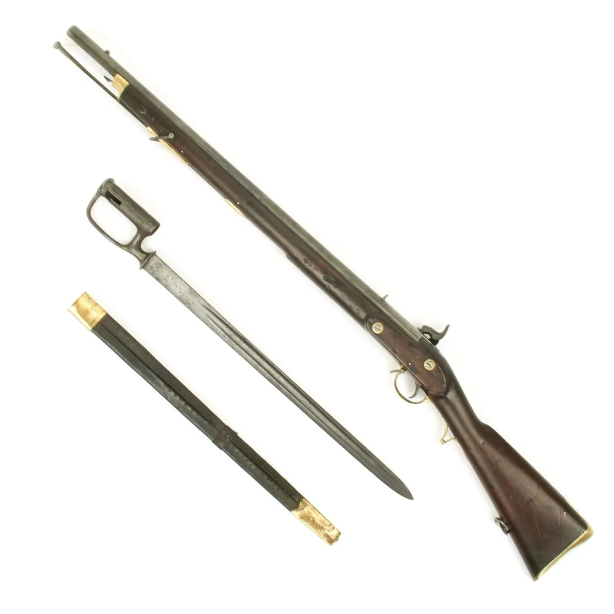 Original British East India Company Sappers & Miners Short Musket with Sword Bayonet and Scabbard