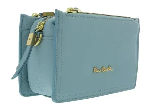 Pierre Cardin Light Blue Leather Small Structured Square Crossbody Bag