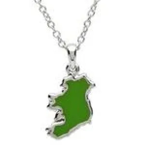PlatinumWare Green Enamel Map of Ireland Pendant