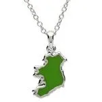 PlatinumWare Green Enamel Map of Ireland Pendant