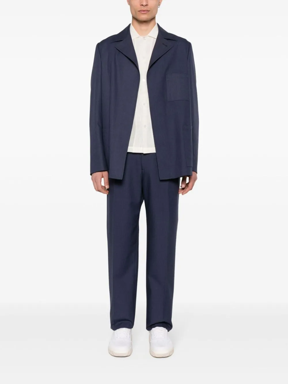 PLEAT DETAILING WOOL TROUSERS