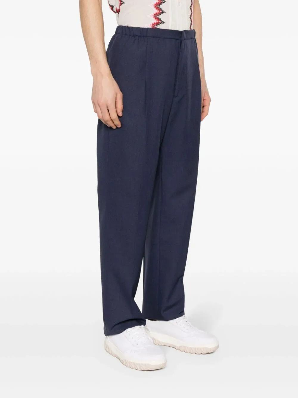 PLEAT DETAILING WOOL TROUSERS