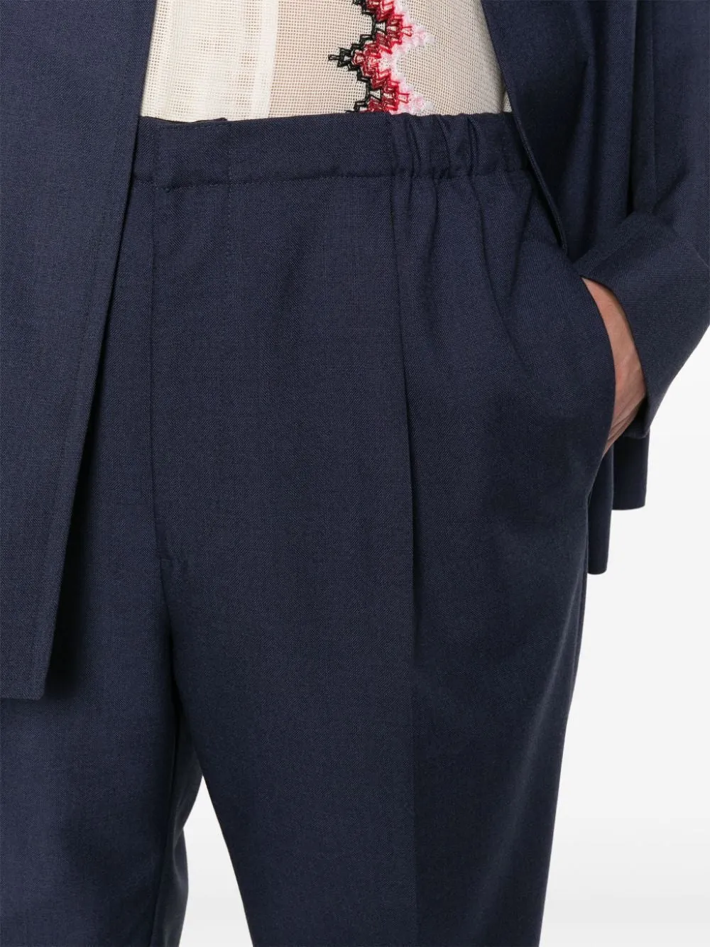 PLEAT DETAILING WOOL TROUSERS