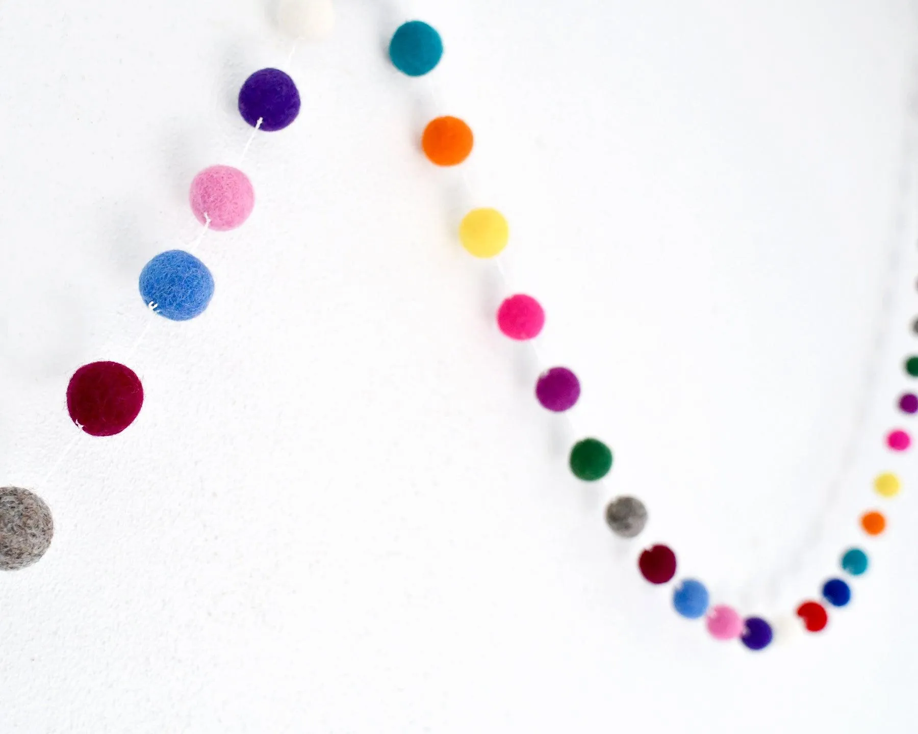 Pompom Felt Ball Garland - Colourful