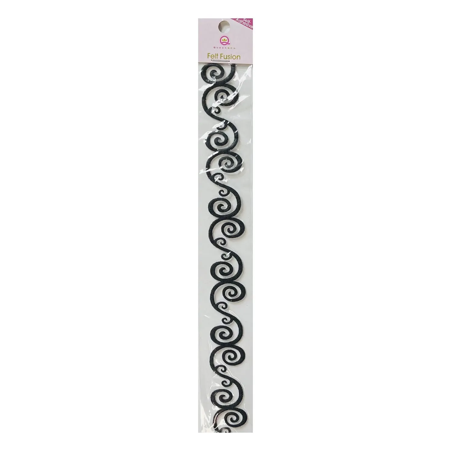 Queen & Co 12" Self-Adhesive Felt Fusion - Scroll Style #2 - Black*