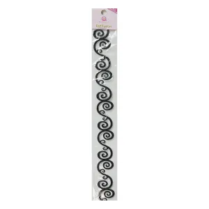 Queen & Co 12" Self-Adhesive Felt Fusion - Scroll Style #2 - Black*