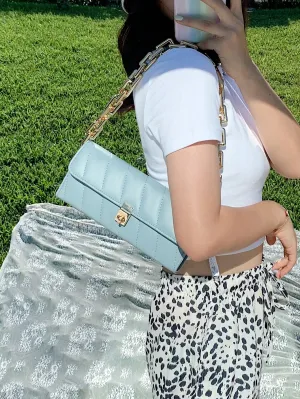 Quilted Twist Lock Flap Chain Bag