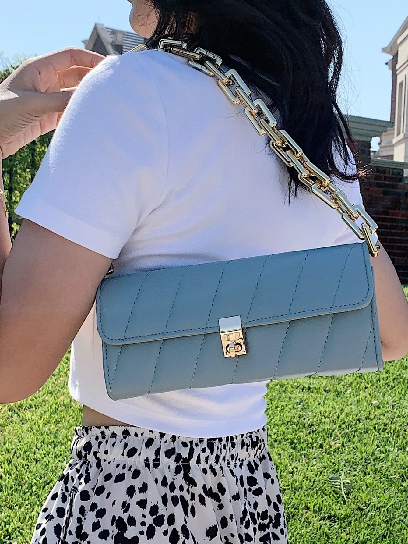 Quilted Twist Lock Flap Chain Bag