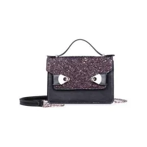 Rainbow Paillette PU Metal Buckle Crossbody Bag - Black
