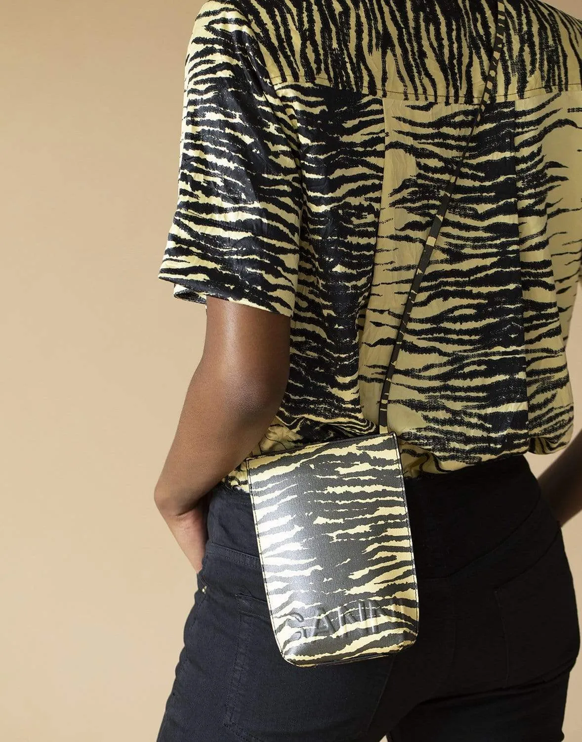 Recycled Leather Banana Crossbody Mini Bag