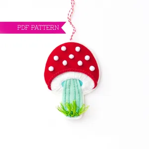 Red Cutie Mushroom Wool Felt Ornament PDF Pattern