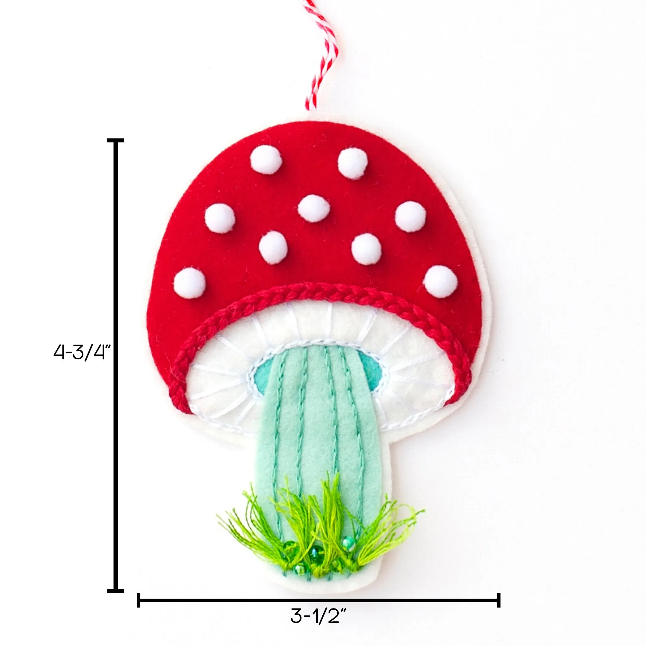 Red Cutie Mushroom Wool Felt Ornament PDF Pattern
