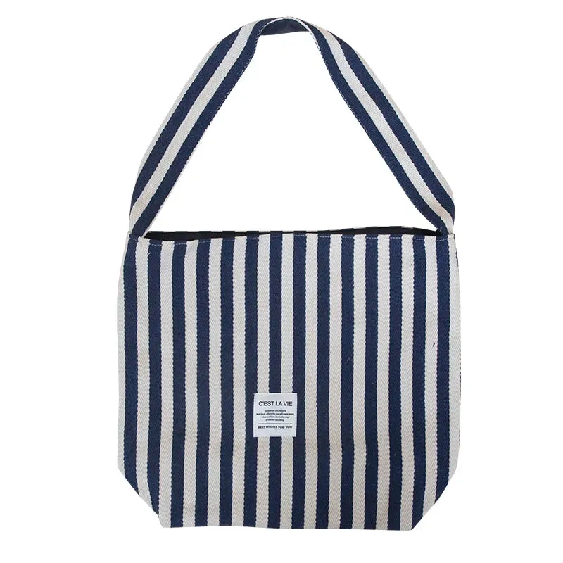 Reversible Stripe Canvas Shoulder Bag