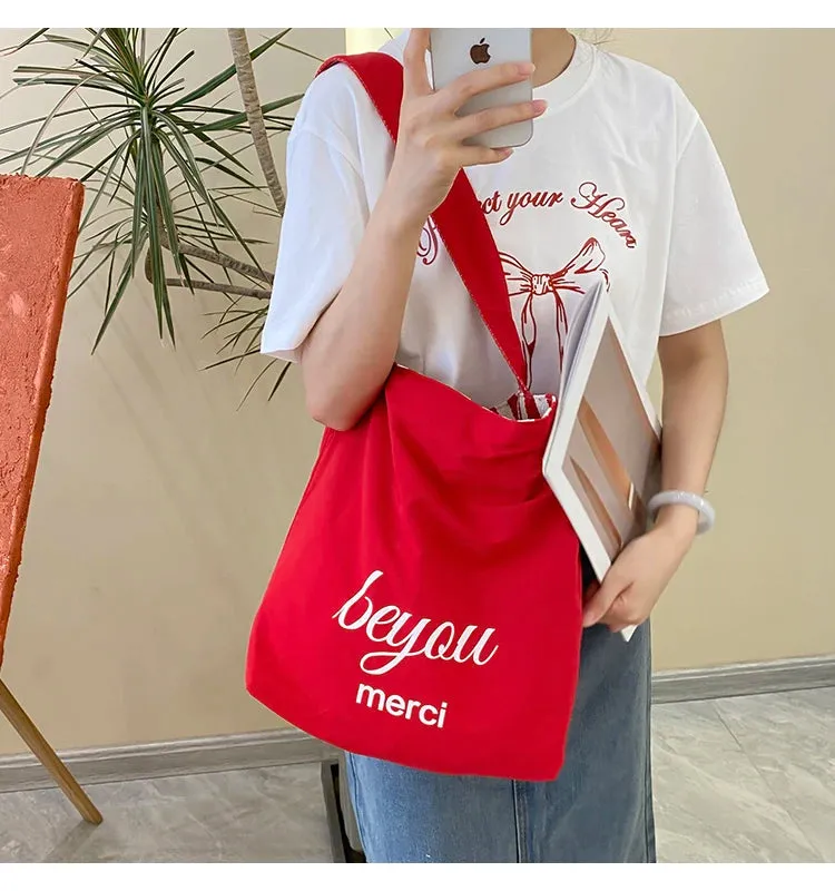 Reversible Stripe Canvas Shoulder Bag