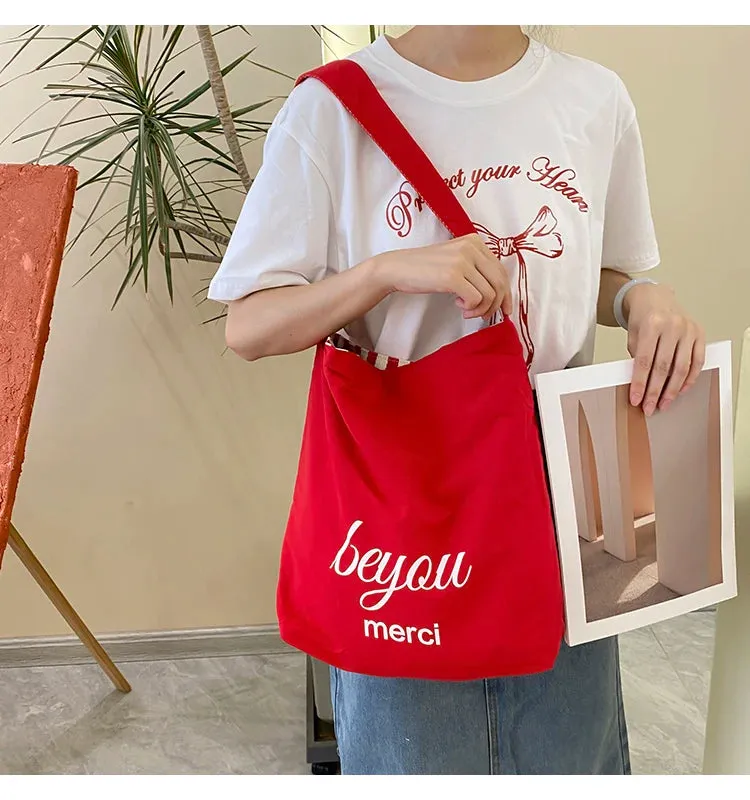 Reversible Stripe Canvas Shoulder Bag