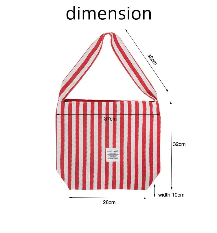 Reversible Stripe Canvas Shoulder Bag