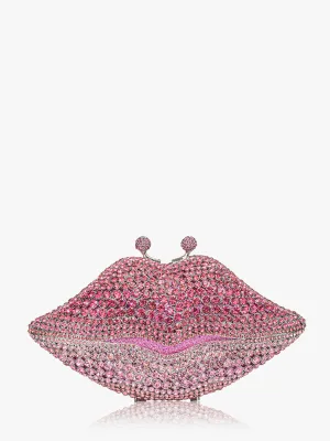Rhinestone Studded Lips Clutch