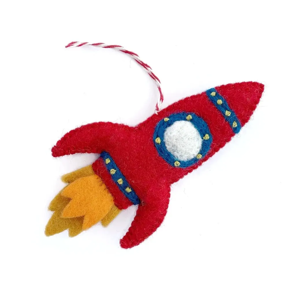 Rocket Felt Wool Christmas Ornament