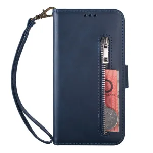 Samsung Galaxy A32 5G Leather Case Flip Cover with Zipper - Dark Blue