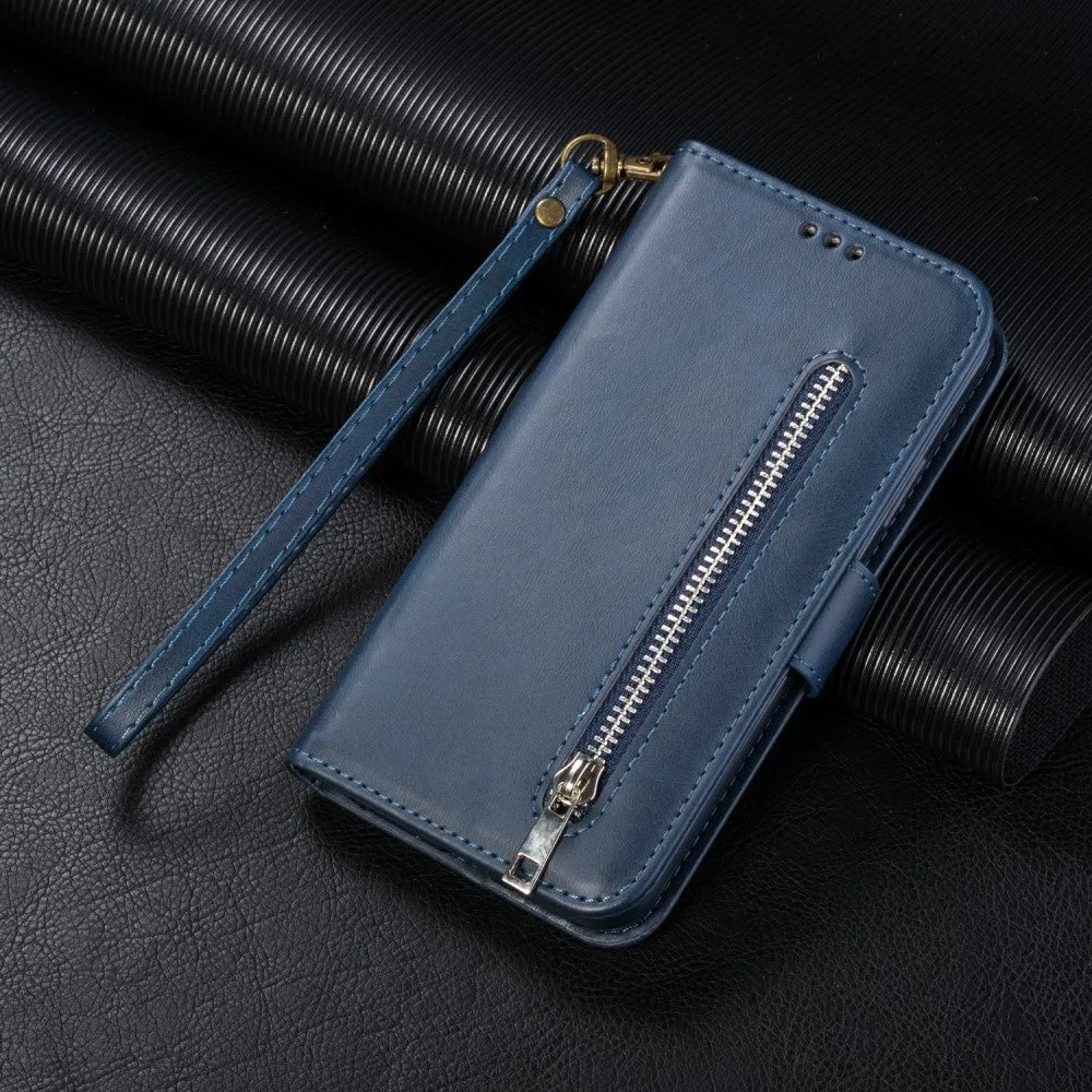 Samsung Galaxy A32 5G Leather Case Flip Cover with Zipper - Dark Blue