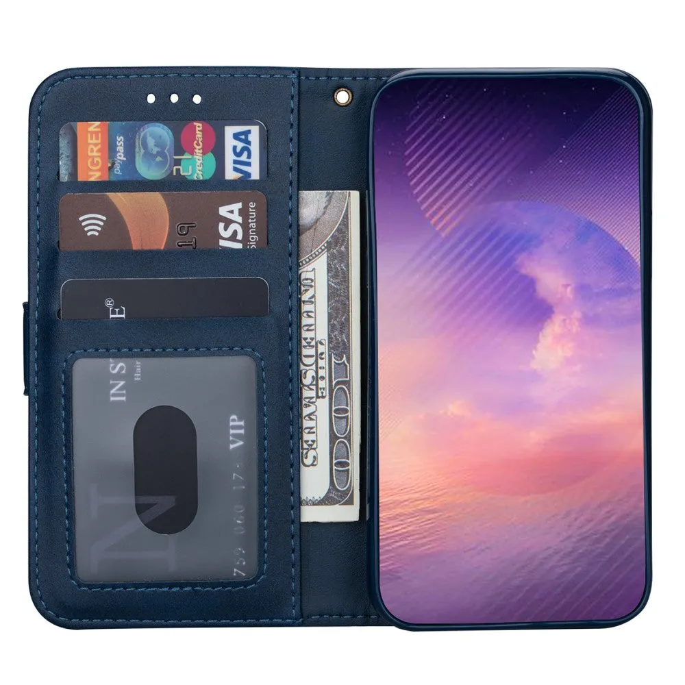 Samsung Galaxy A32 5G Leather Case Flip Cover with Zipper - Dark Blue