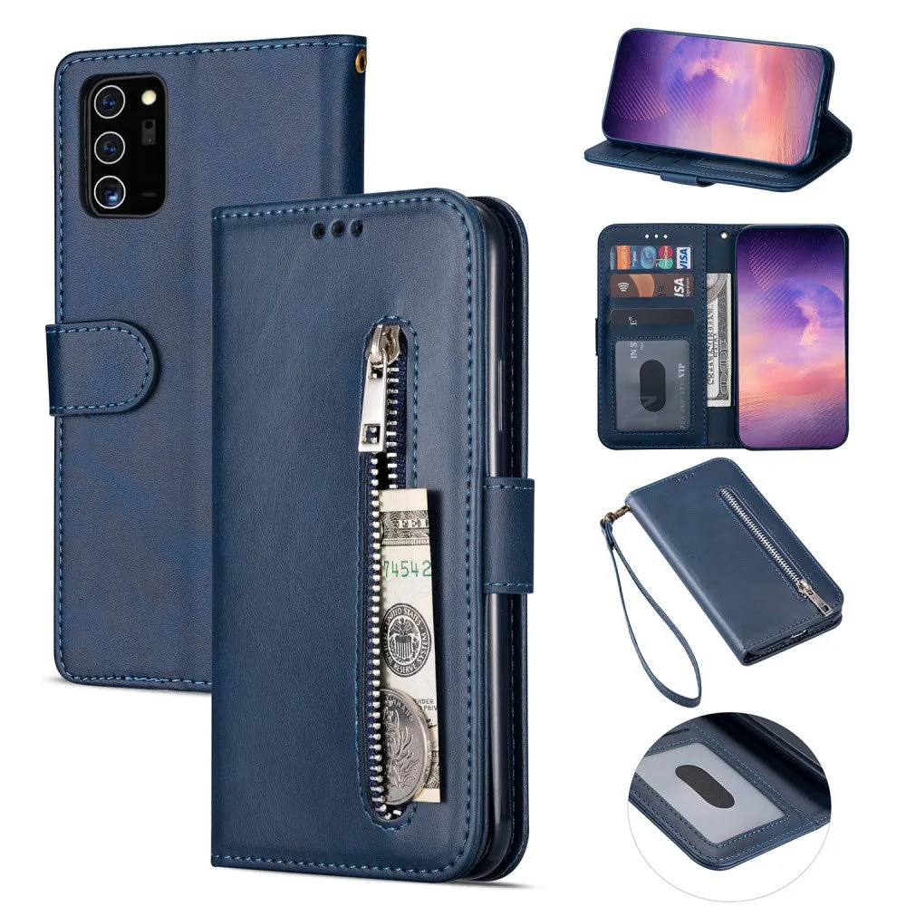 Samsung Galaxy A32 5G Leather Case Flip Cover with Zipper - Dark Blue