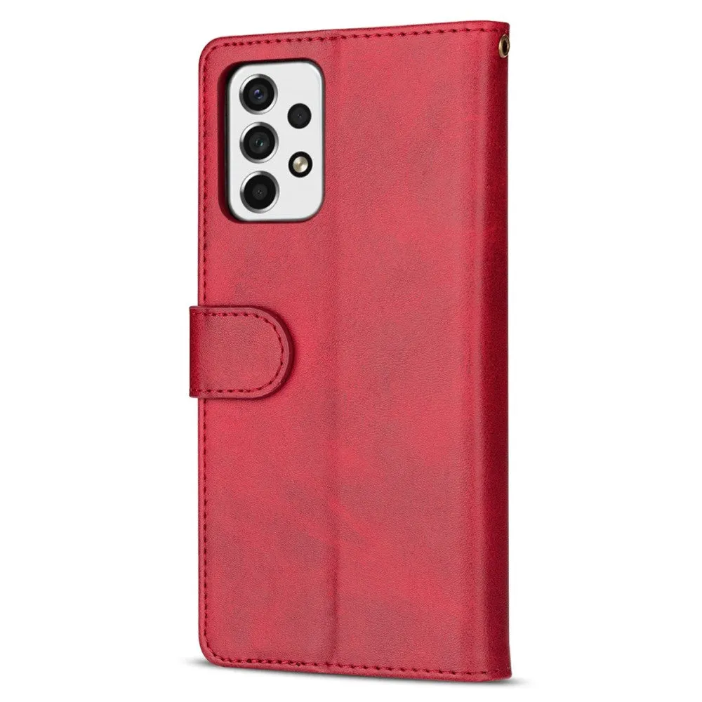 Samsung Galaxy A33 5G Leather Case Flip Cover with Zipper - Red