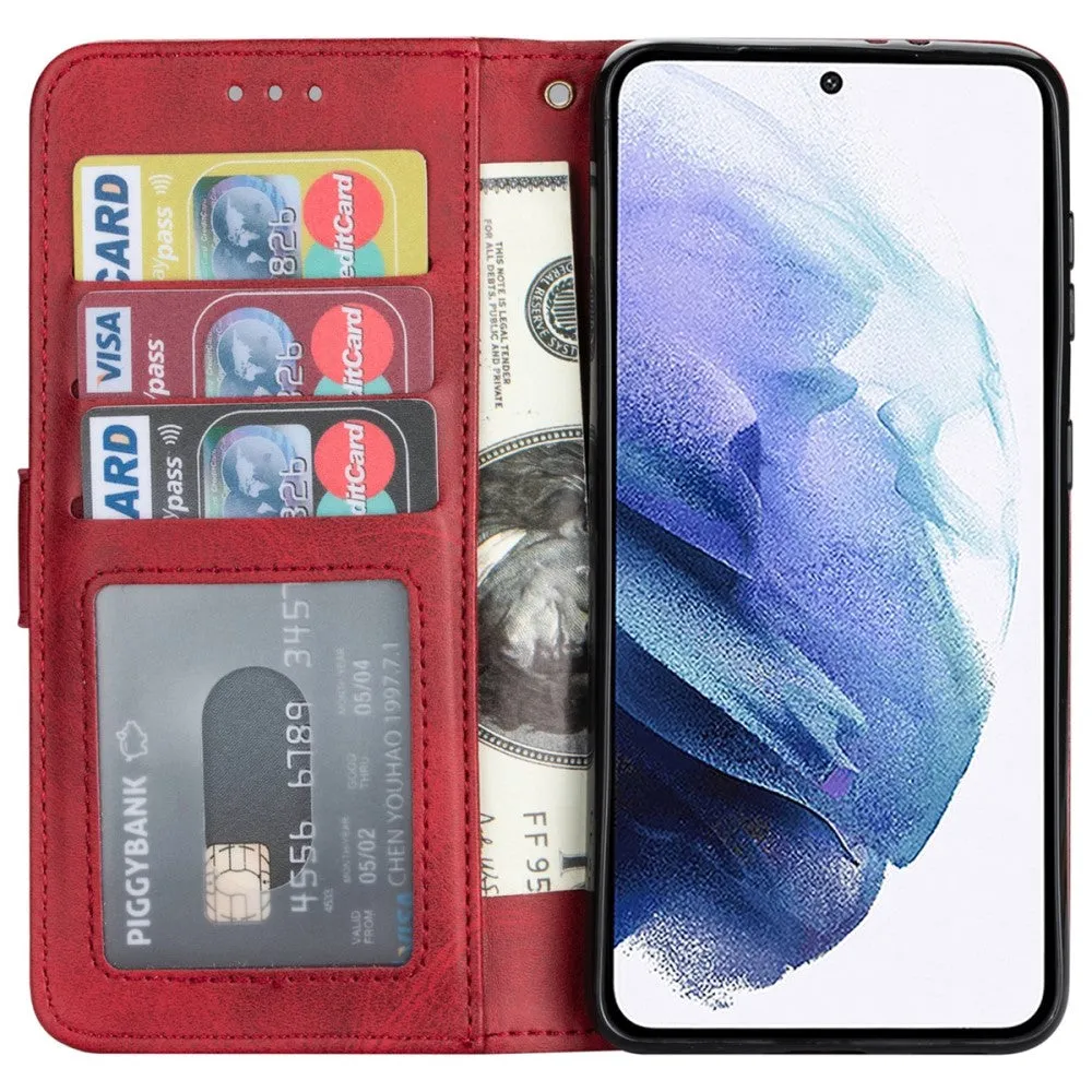 Samsung Galaxy A33 5G Leather Case Flip Cover with Zipper - Red