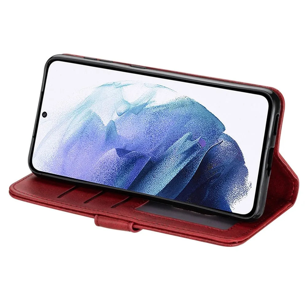 Samsung Galaxy A33 5G Leather Case Flip Cover with Zipper - Red