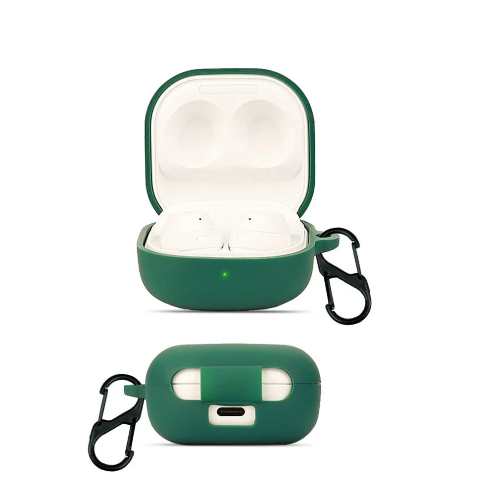 Samsung Galaxy Buds FE silicone protective case cover with carabiner - light green