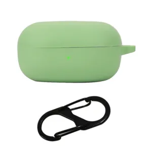 Samsung Galaxy Buds FE silicone protective case cover with carabiner - light green