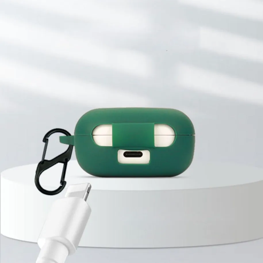 Samsung Galaxy Buds FE silicone protective case cover with carabiner - light green