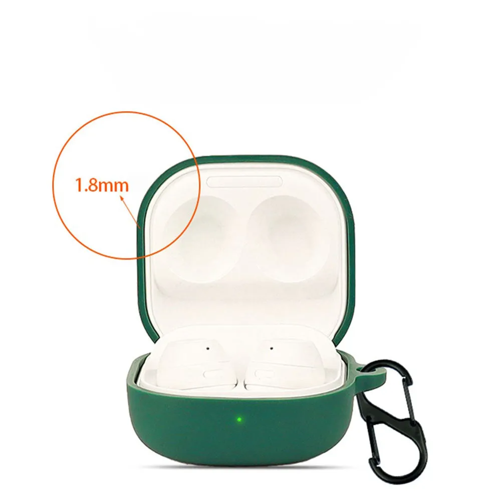 Samsung Galaxy Buds FE silicone protective case cover with carabiner - light green