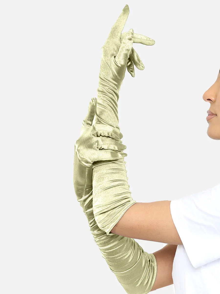 Satin Ruched Top Long Gloves - Elegance in Every Gesture
