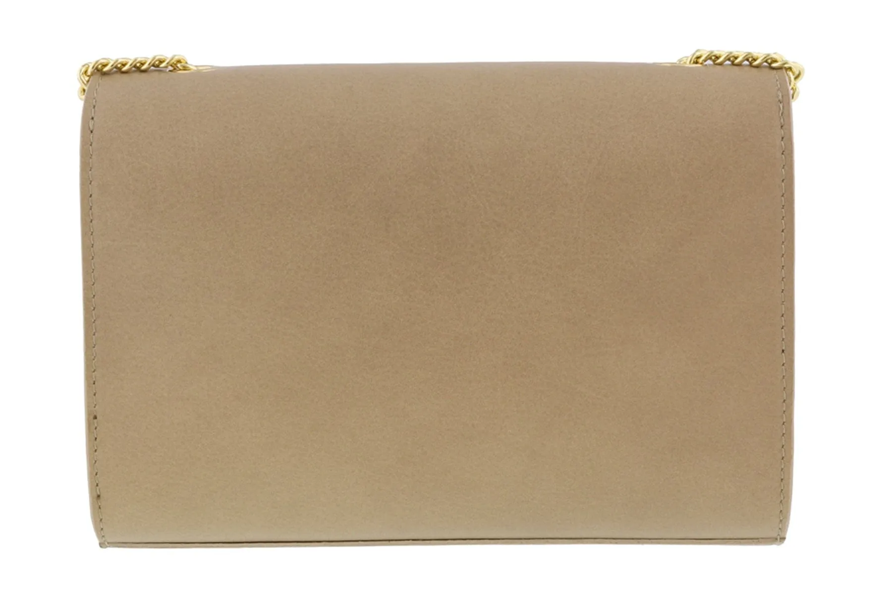 Scheilan  Camel Leather Studded Flap  Shoulder Bag