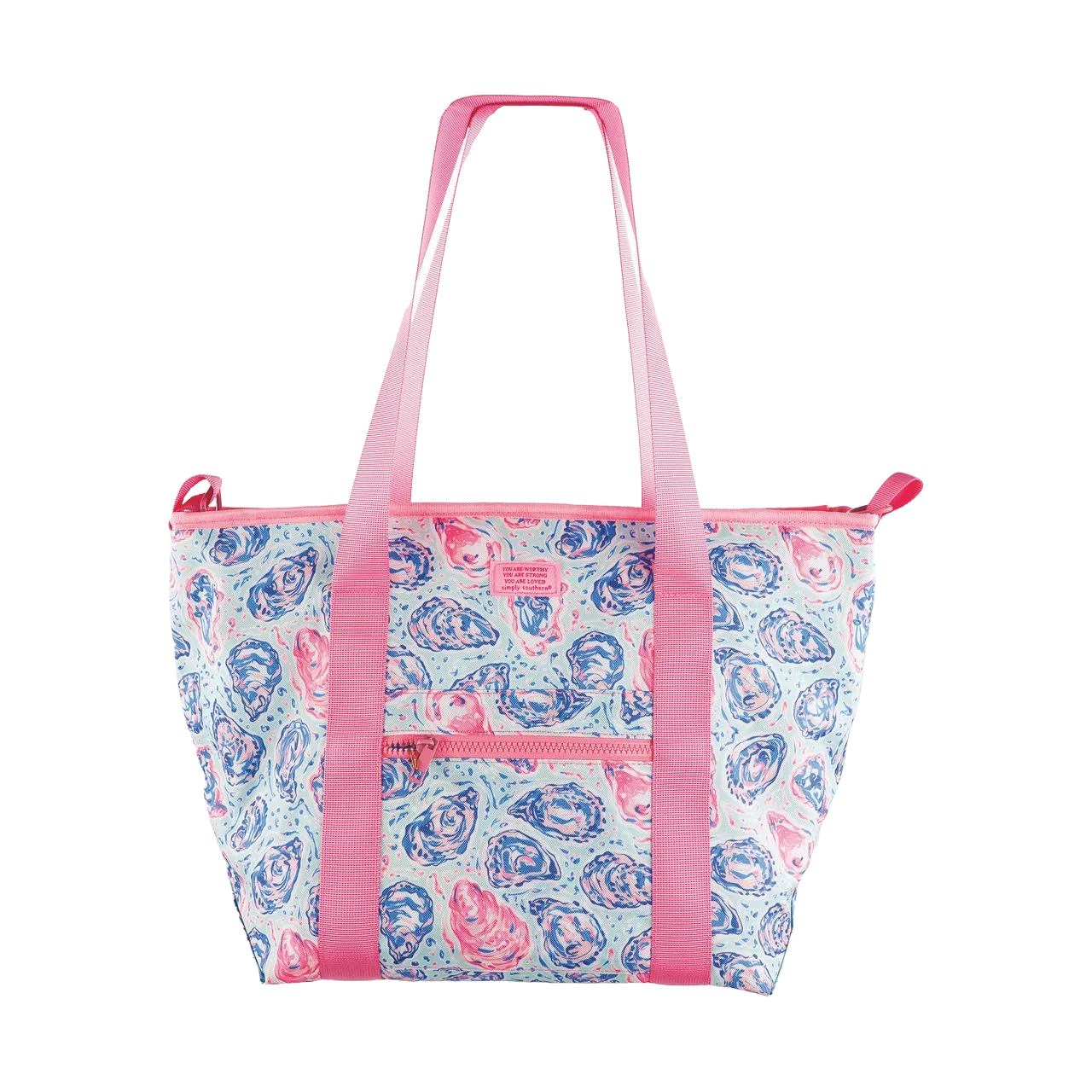 Simply Southern Oyster Graphic Pink & Blue Cooler Tote Bag 0125-BAG-COOLER-TOTE-OYSTR
