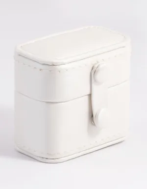 Small Cream Faux Leather Ring Box