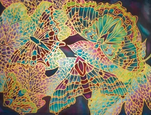 SOLD Intricate Butterflies Painting - hand painted silk Butterflies - Beautiful Butterfly Original Art