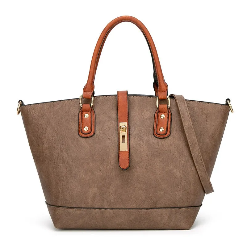Solid Color Tote Handbag