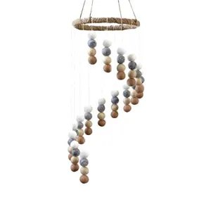 Spiral Felt Ball Mobile- Tan, Almond, Gray, White