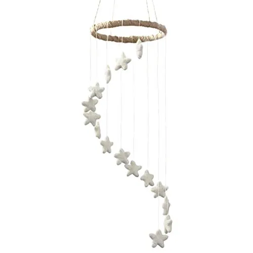 Spiral Felt Star Mobile- White