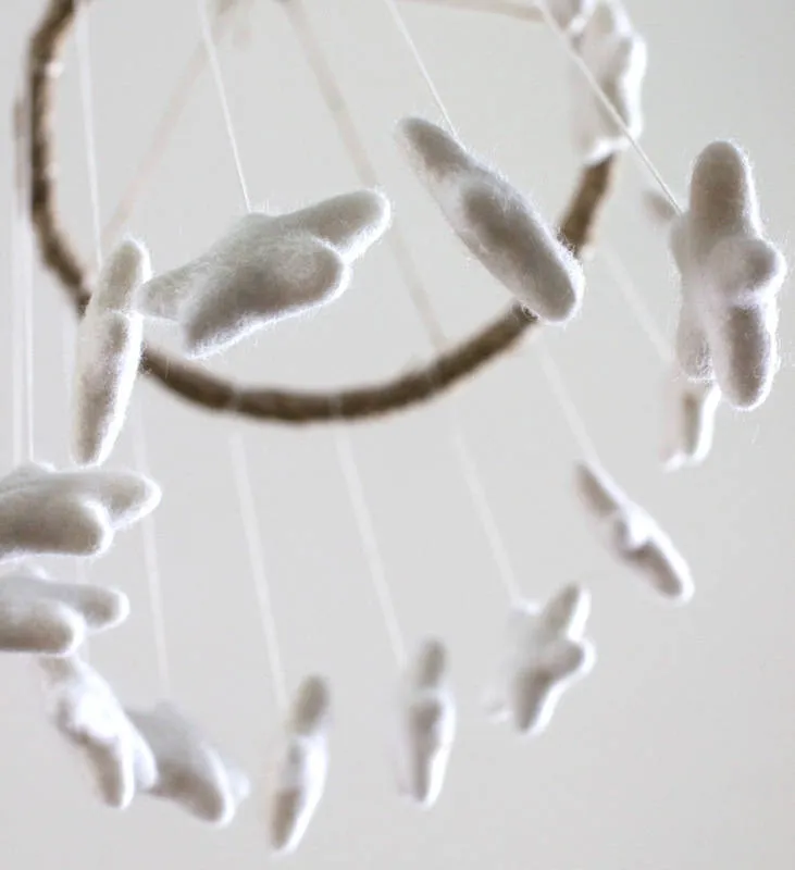Spiral Felt Star Mobile- White