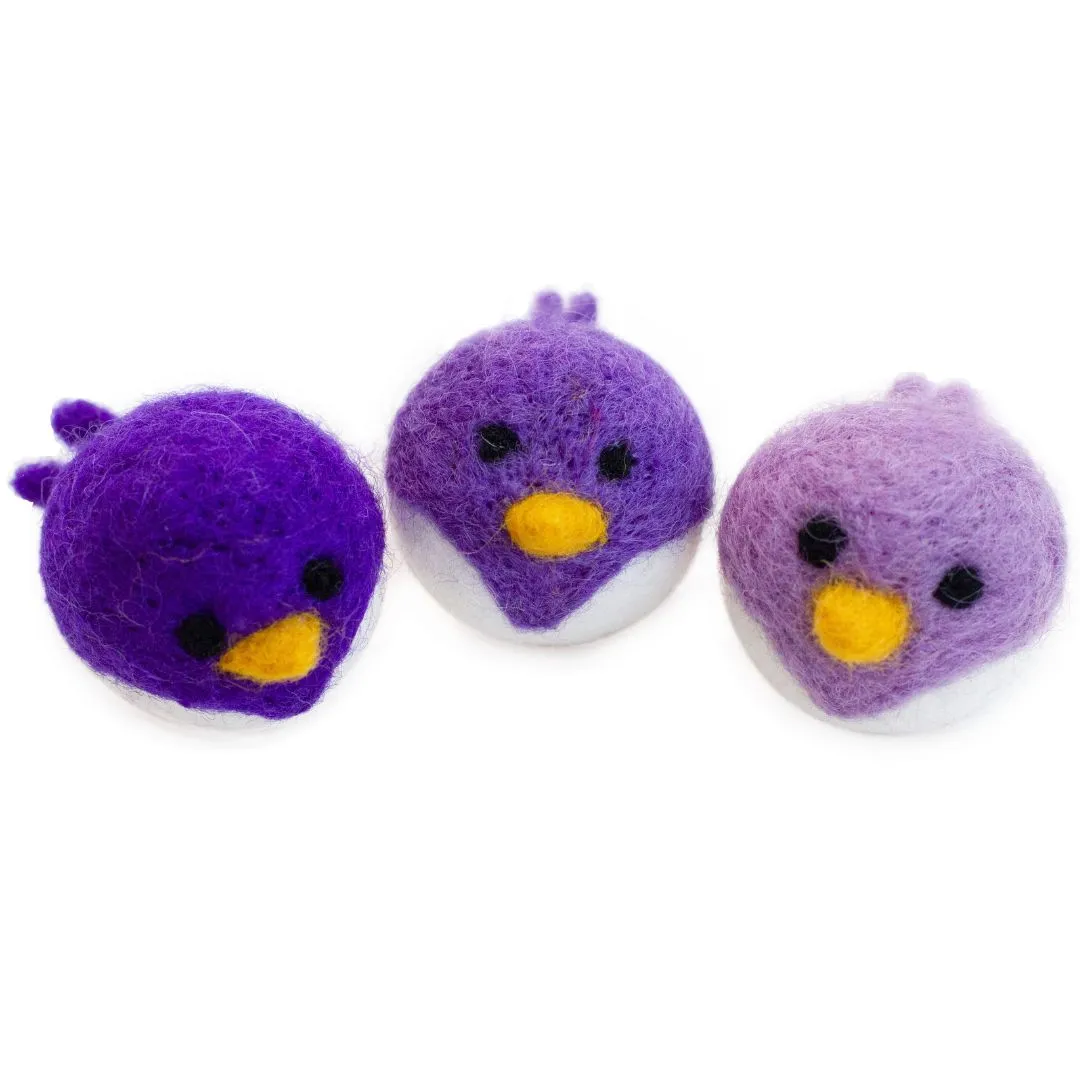 Spring Bird Chick Felt Shapes- SET OF 3 or 6- Purple Lavender