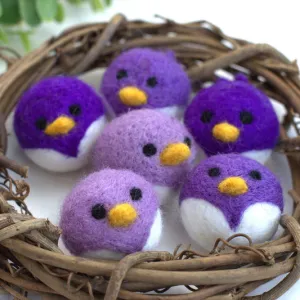 Spring Bird Chick Felt Shapes- SET OF 3 or 6- Purple Lavender