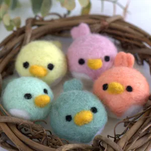 Spring Bird Chick Felt Shapes- SET OF 5- Pastel Colors
