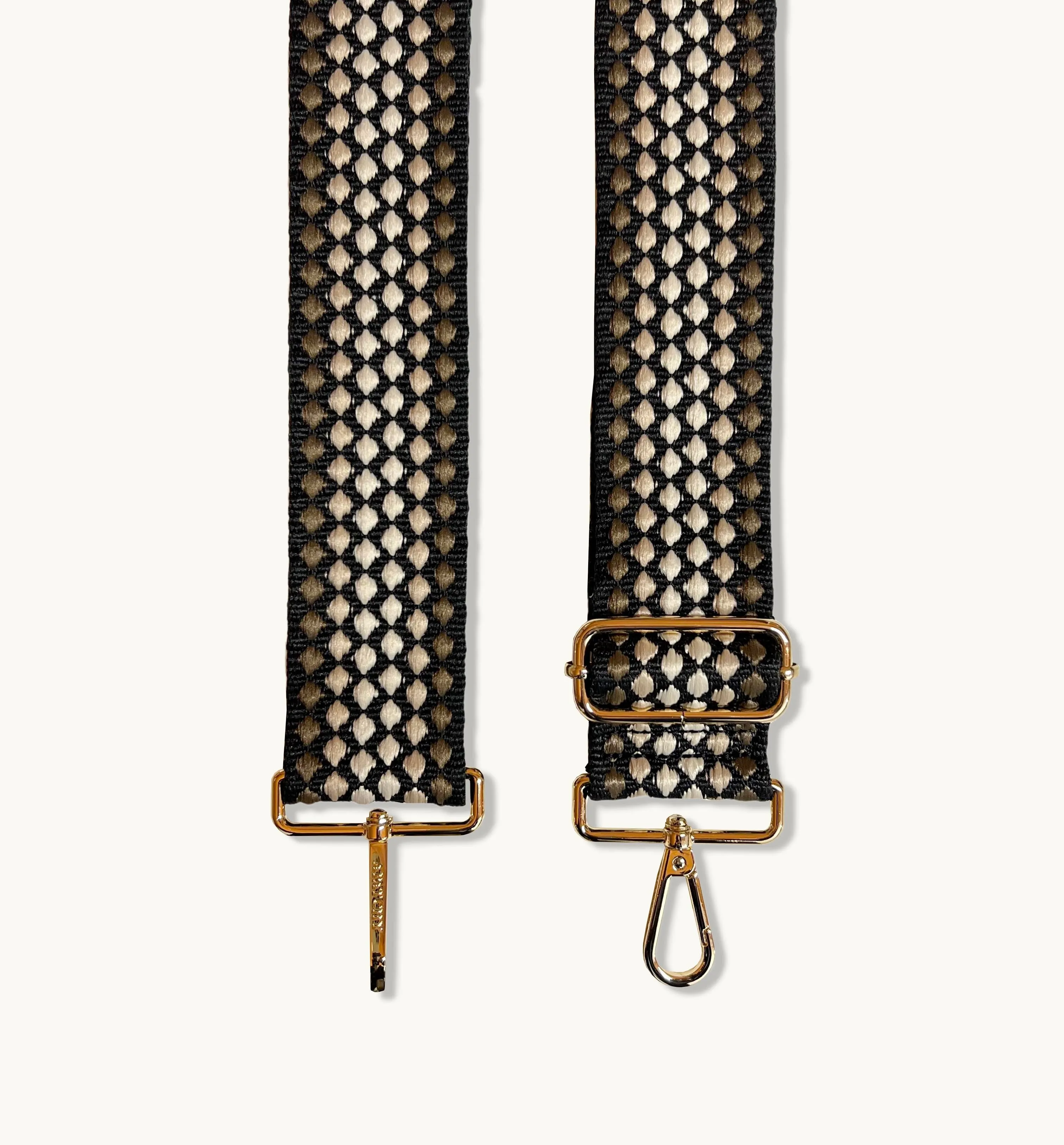 The Tassel Latte Leather Crossbody Bag With Cappuccino Dots Strap