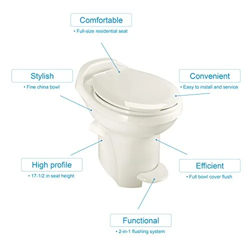 Thetford Aqua-Magic Style Plus RV Toilet with Water Saver / High Profile / Bone - Thetford 34435