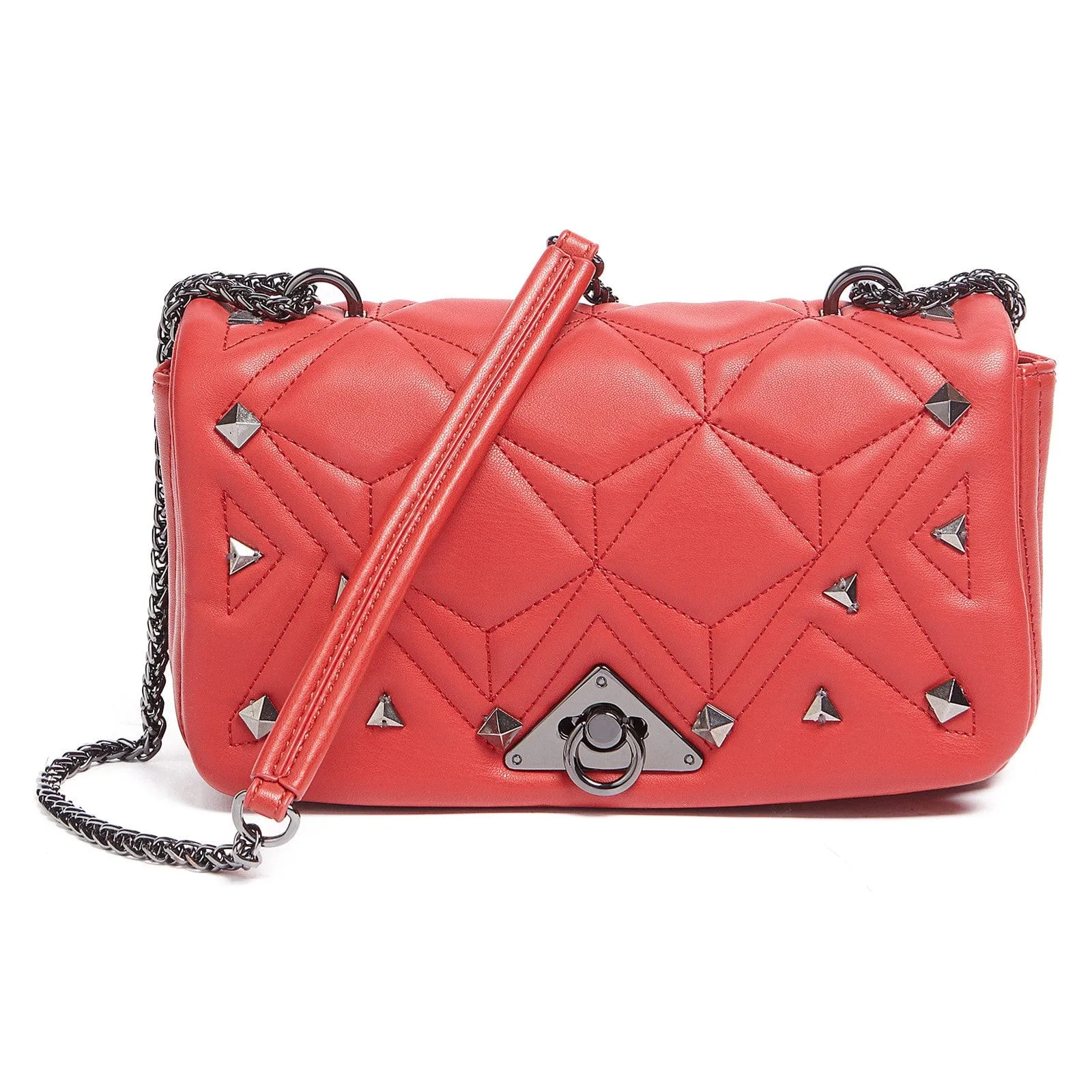 Tosca Blu Red Medium Geometric Quilted Flap Shoulder Bag