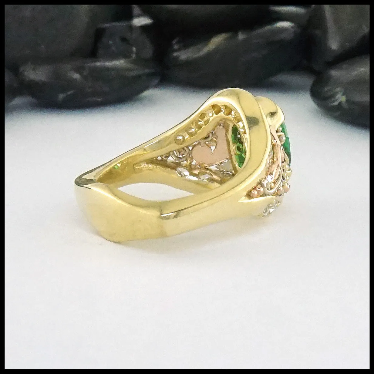 Tsavorite and Diamond Custom Ring
