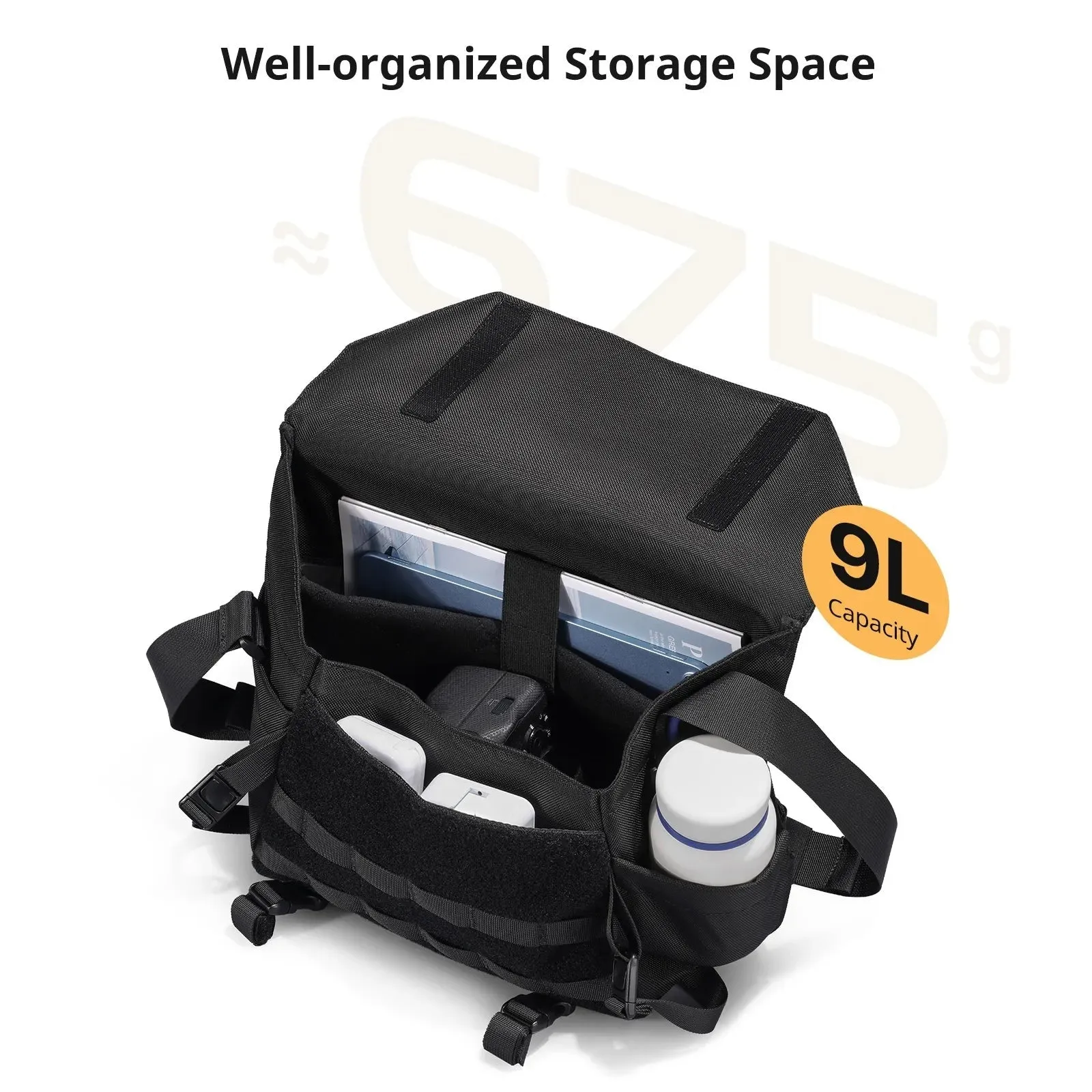 Ulanzi BC08 9L Tactical Camera Sling Bag with Tripod Strap Holder, Velcro Closure, Removable Interior Storage Dividers, and Detachable Shoulder Pad for Sony FUJIFILM Nikon Canon Panasonic Lumix Olympus DJI Insta360 GoPro